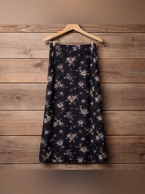 Kathy Lee Size 6 Floral Print Retro Polyester Maxi Skirt